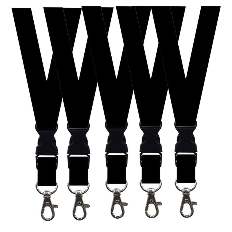 magpross 5 Pack Neck Safety Lanyards Detachable Buckle Enhanced Model Hook Breakaway Strap Quick Release Lanyard for ID Badge Holders,Key,Women Men Cell Phones USB Whistles - Black - Image 1